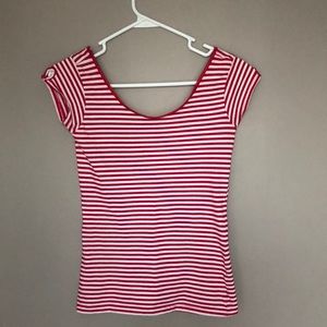 Pink & white striped tee